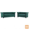 Komplet Chesterfield kavčev 2 kosa obloga iz žameta zelena