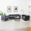 Komplet chesterfield kavčev 3 kosi obloga iz blaga siva