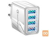 4x USB 3.0 hitri polnilec 220V z LED 3.1A siv